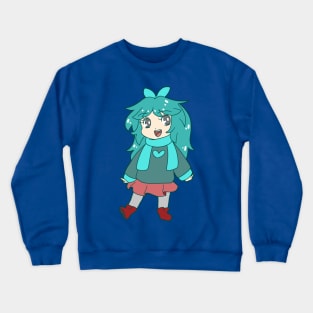 Chibi Blue-Green Girl Crewneck Sweatshirt